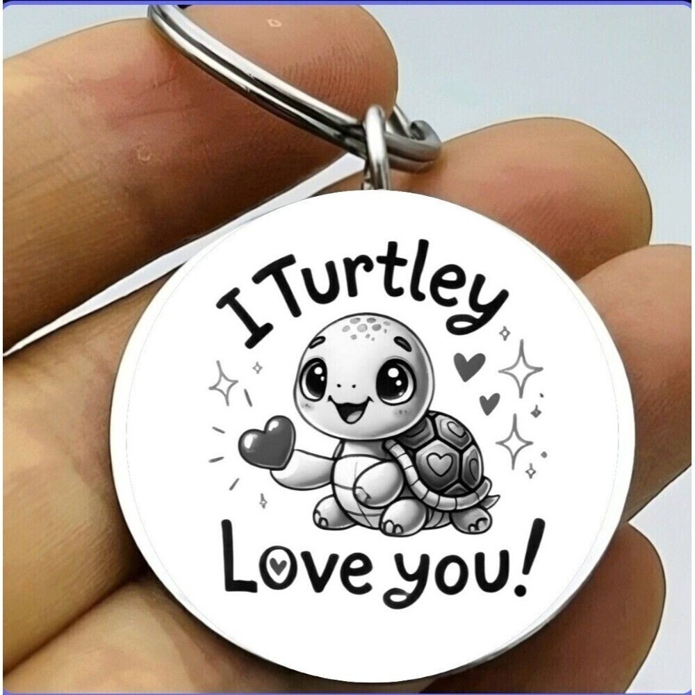 I Turtlely Love You Baby Turtle Hot Funny Anime Stainless Steel Keychain